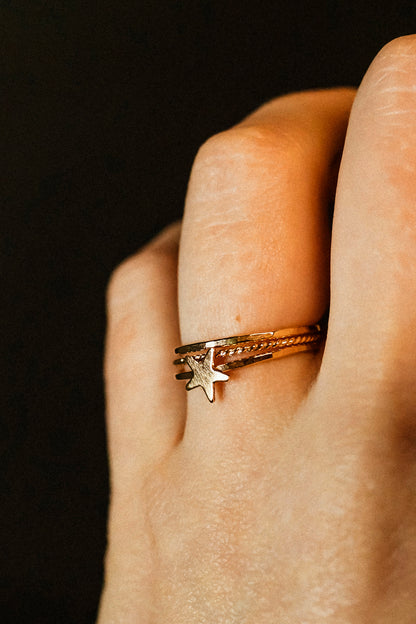 Star Set of 3 Stacking Rings, 14K Gold Fill