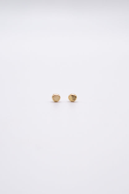 Hammered Bead Flat Back Stud Earring, Solid Gold or Rose Gold