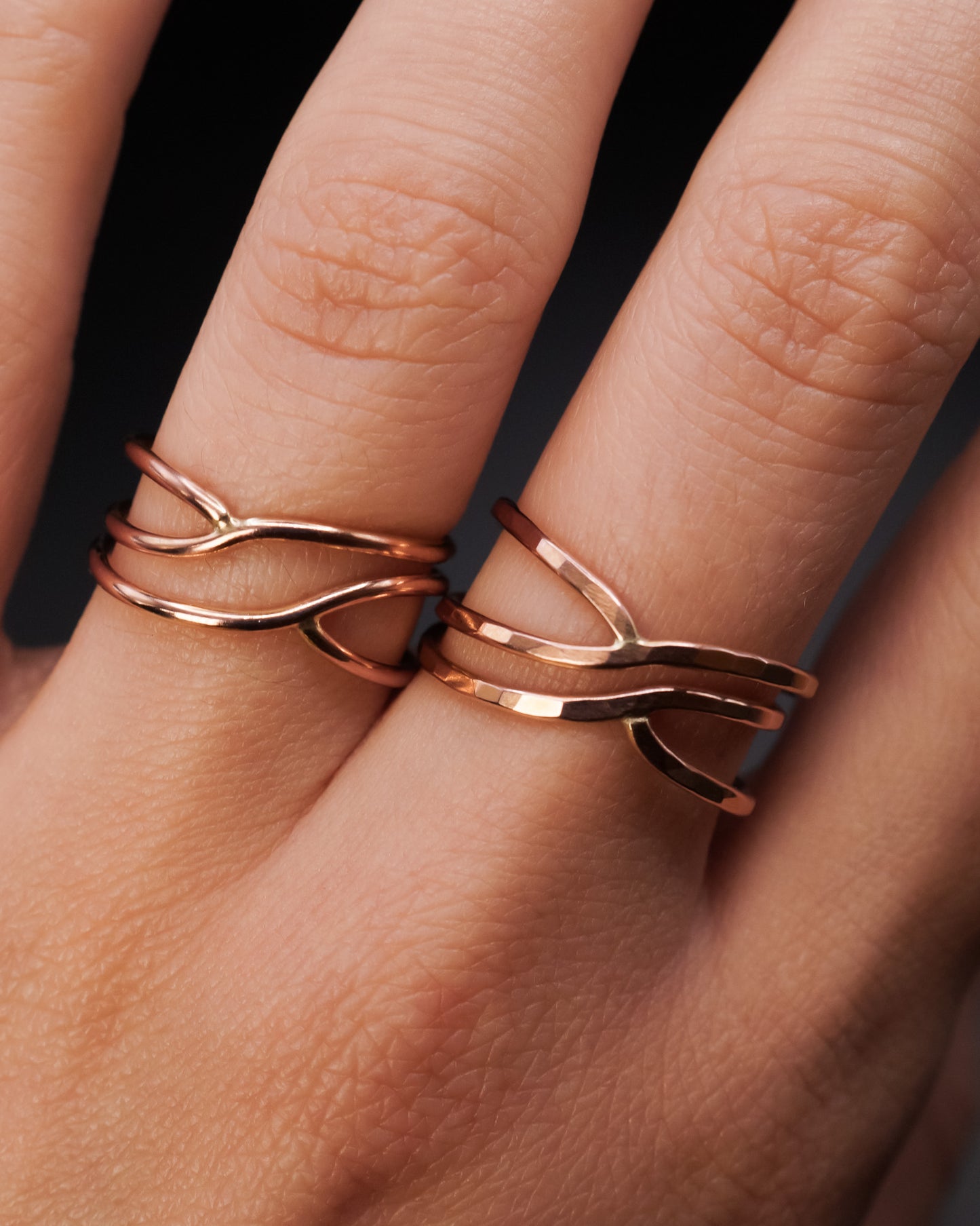 Small Curved Wraparound Ring, 14K Rose Gold Fill