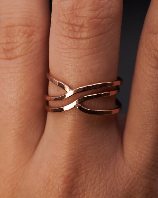 Small Curved Wraparound Ring, 14K Rose Gold Fill