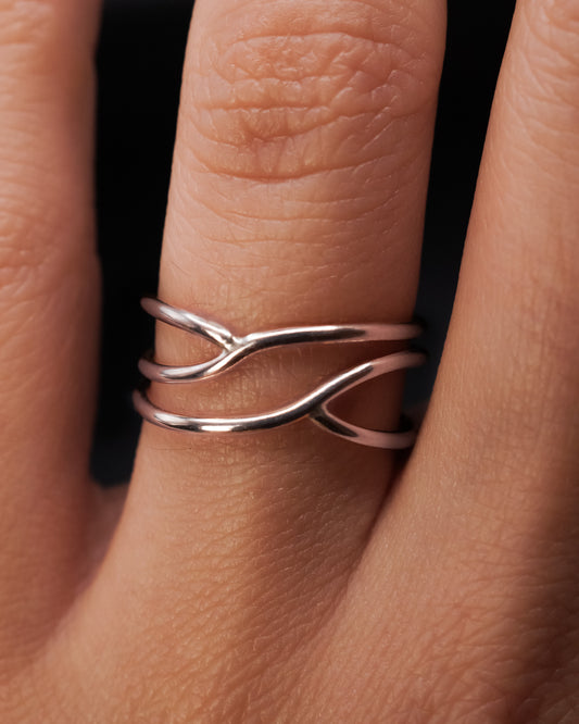 Small Curved Wraparound Ring, Sterling Silver