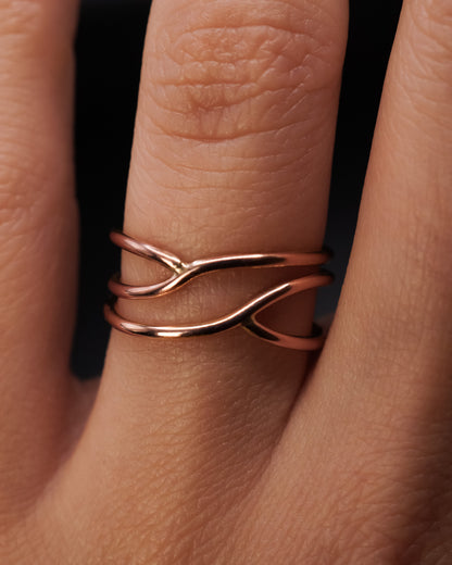 Small Curved Wraparound Ring, 14K Rose Gold Fill