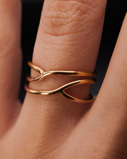 Small Curved Wraparound Ring, Solid 14K Gold