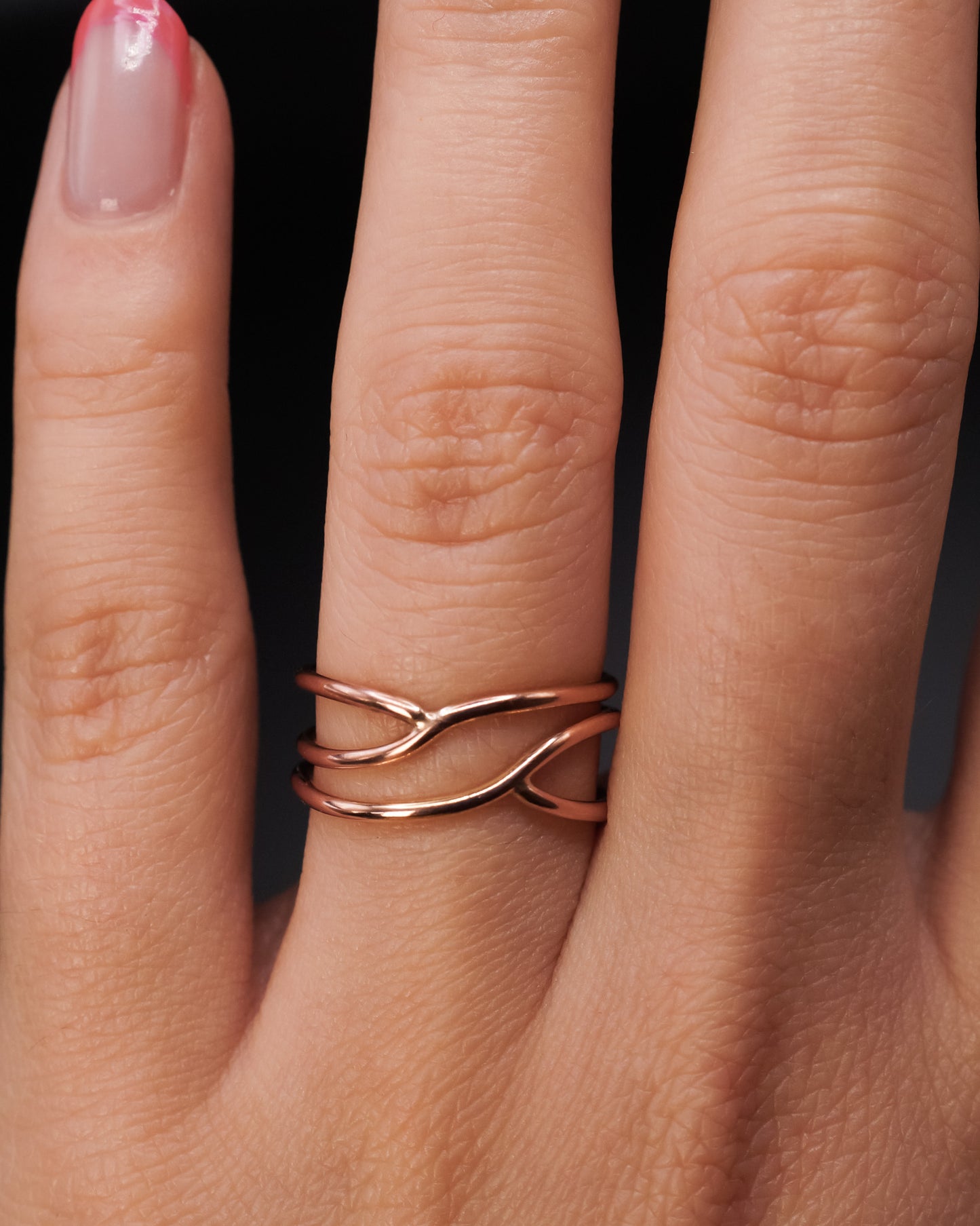 Small Curved Wraparound Ring, 14K Rose Gold Fill