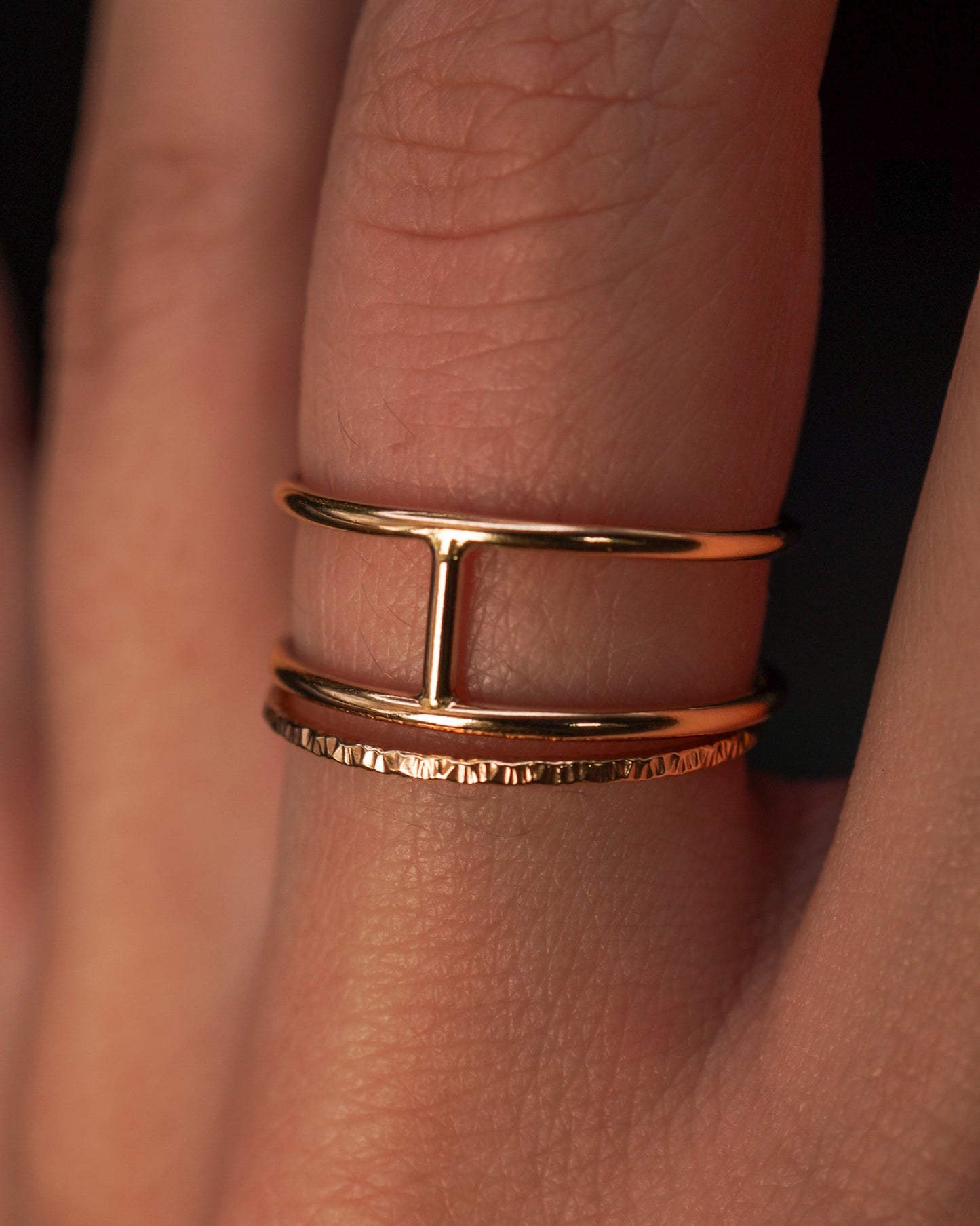 Sparkle Cage Set of 2 Stacking Rings, Gold Fill, Rose Gold Fill or Sterling Silver