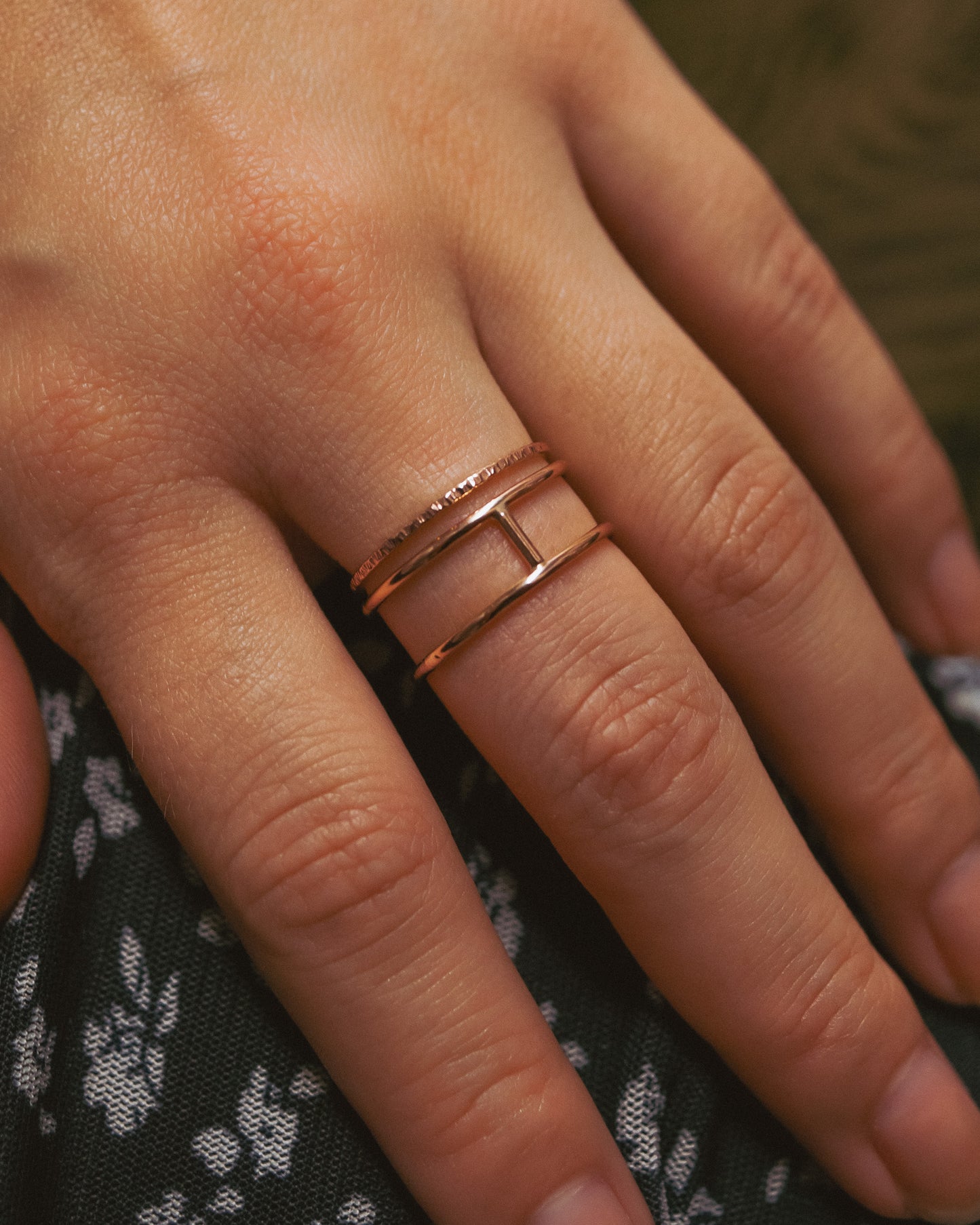 Sparkle Cage Set of 2 Stacking Rings, Gold Fill, Rose Gold Fill or Sterling Silver