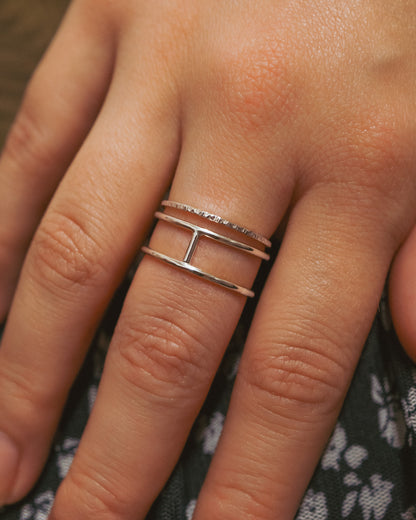 Sparkle Cage Set of 2 Stacking Rings, Gold Fill, Rose Gold Fill or Sterling Silver