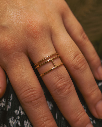 Sparkle Cage Set of 2 Stacking Rings, Gold Fill, Rose Gold Fill or Sterling Silver
