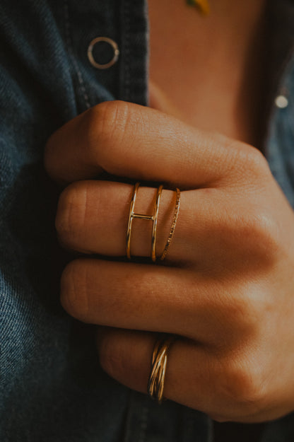 Sparkle Cage Set of 2 Stacking Rings, Gold Fill, Rose Gold Fill or Sterling Silver