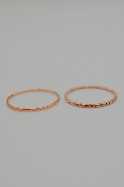 Sparkle Set of 2 Stacking Rings, 14K Rose Gold Fill
