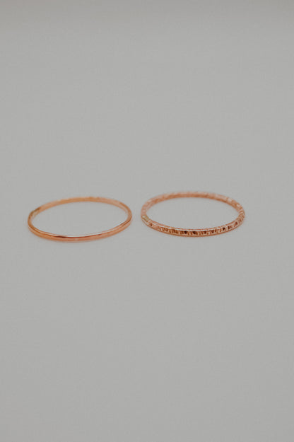 Sparkle Set of 2 Stacking Rings, 14K Rose Gold Fill