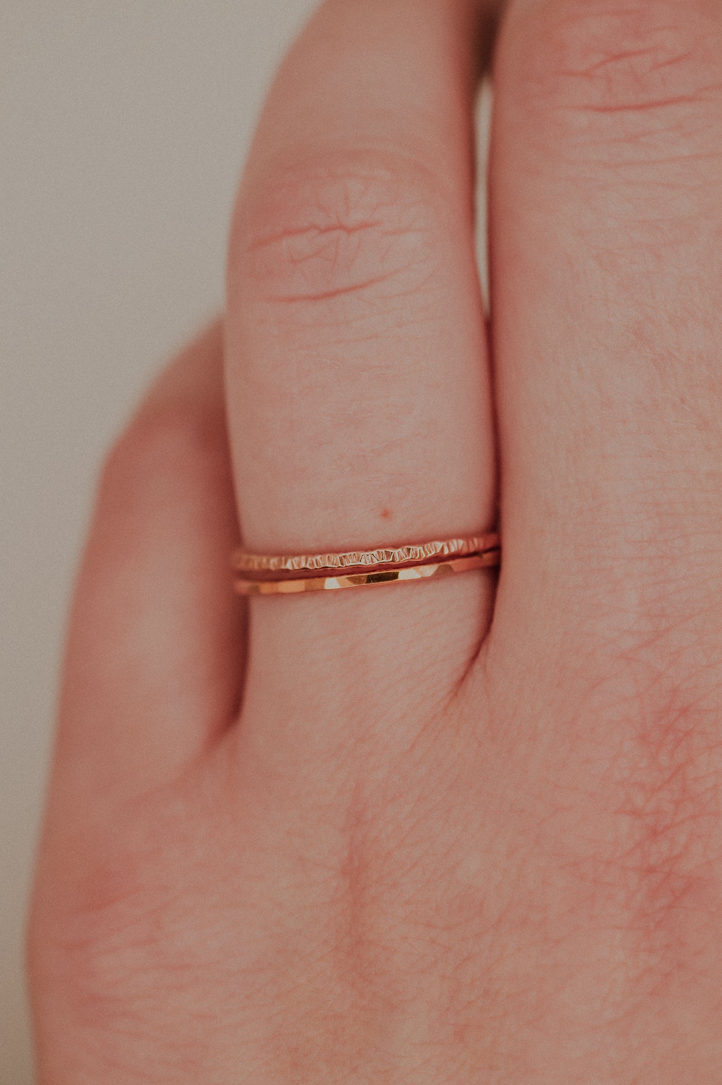 Sparkle Set of 2 Stacking Rings, 14K Rose Gold Fill