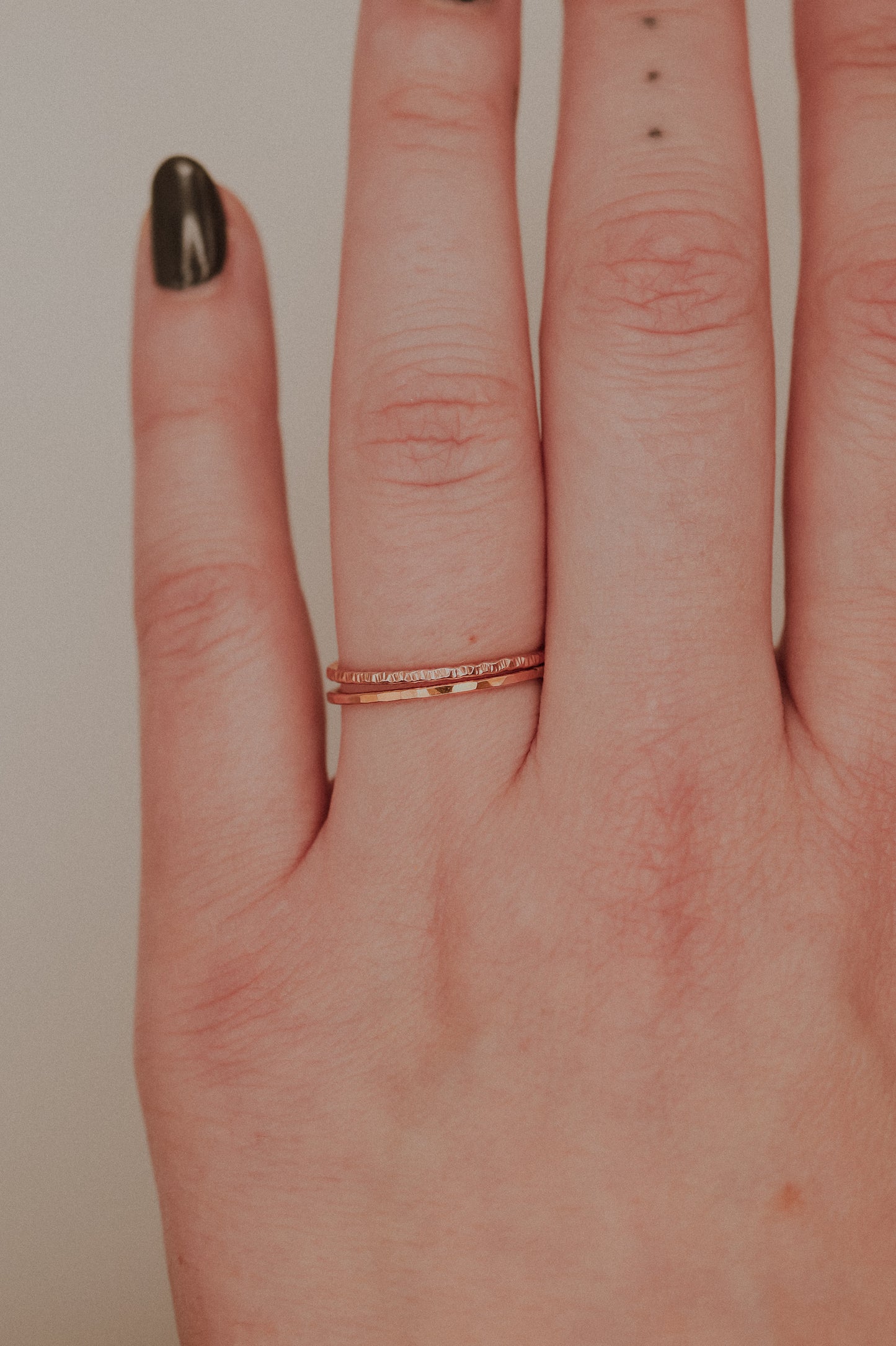 Sparkle Set of 2 Stacking Rings, 14K Rose Gold Fill
