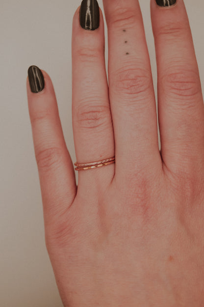 Sparkle Set of 2 Stacking Rings, 14K Rose Gold Fill