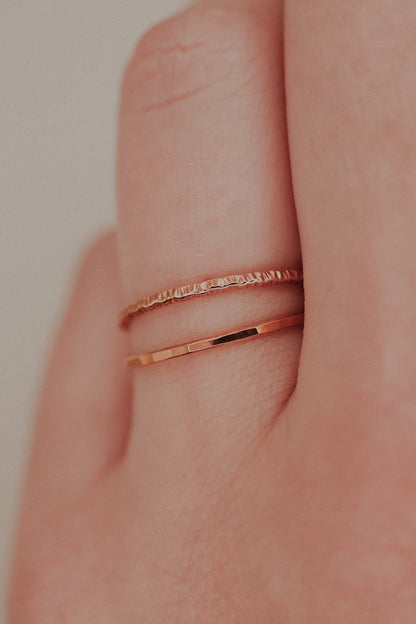 Sparkle Set of 2 Stacking Rings, 14K Rose Gold Fill
