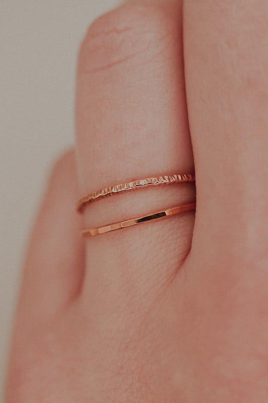 Sparkle Set of 2 Stacking Rings, 14K Rose Gold Fill