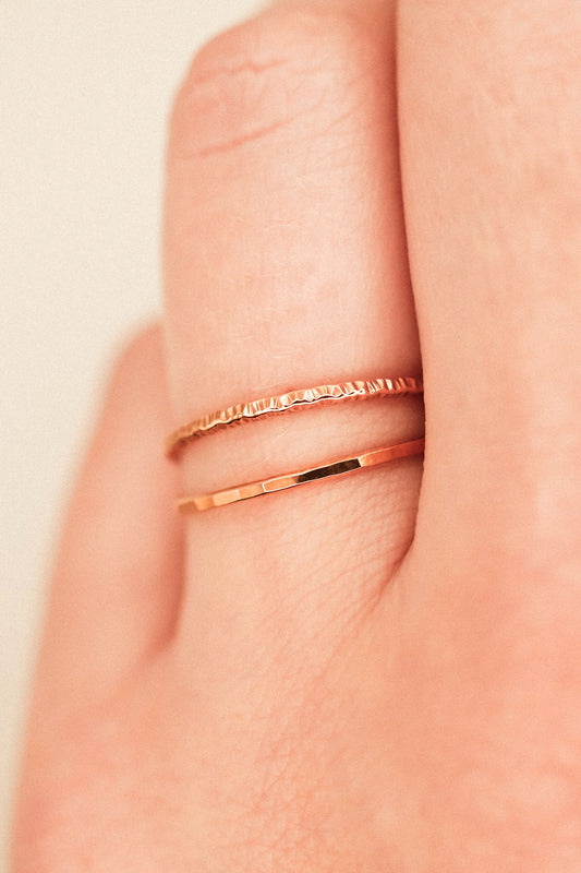 Sparkle Set of 2 Stacking Rings, 14K Rose Gold Fill