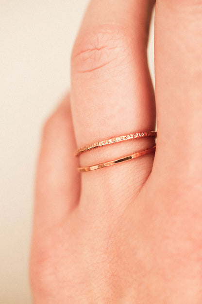 Sparkle Set of 2 Stacking Rings, 14K Rose Gold Fill