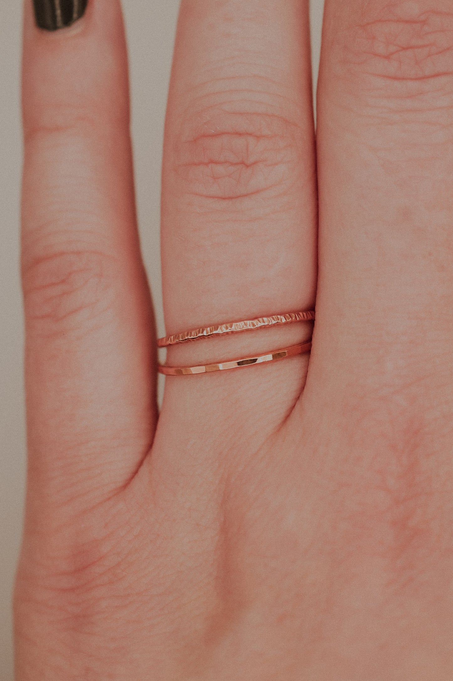 Sparkle Set of 2 Stacking Rings, 14K Rose Gold Fill