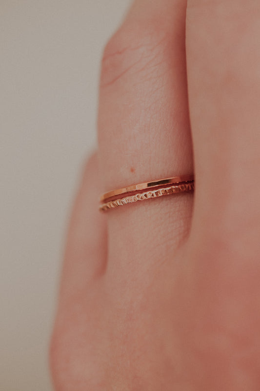 Sparkle Set of 2 Stacking Rings, 14K Rose Gold Fill