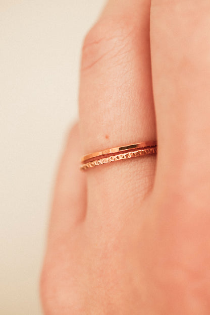 Sparkle Set of 2 Stacking Rings, 14K Rose Gold Fill