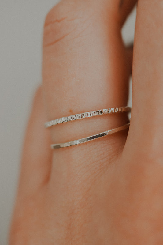 Sparkle Set of 2 Stacking Rings, Sterling Silver