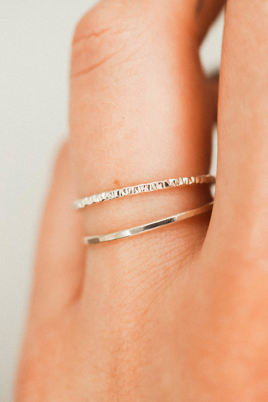 Sparkle Set of 2 Stacking Rings, Sterling Silver