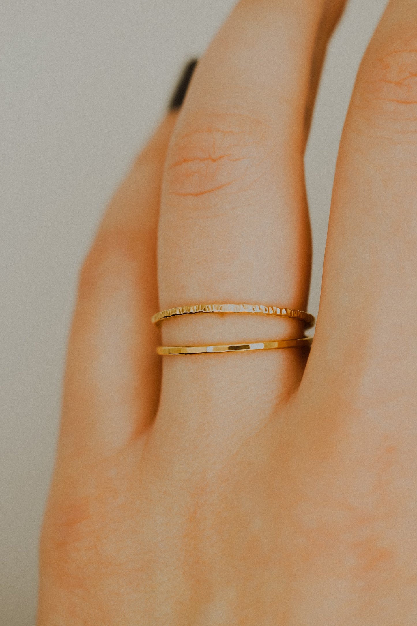 Sparkle Set of 2 Stacking Rings, 14K Gold Fill