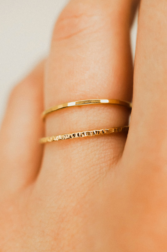Sparkle Set of 2 Stacking Rings, 14K Gold Fill