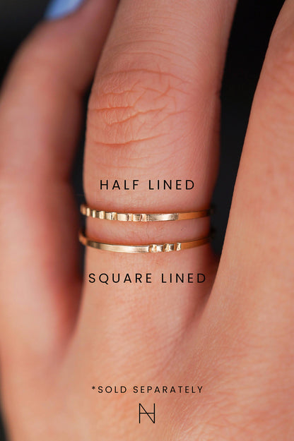 Square Lined Ring, Solid 14K Gold