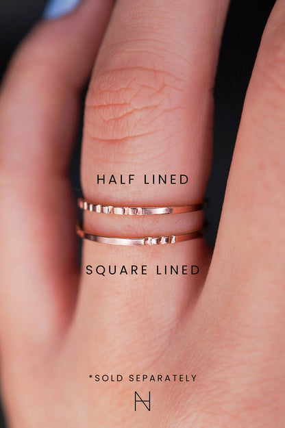 Square Lined Ring, 14K Rose Gold Fill