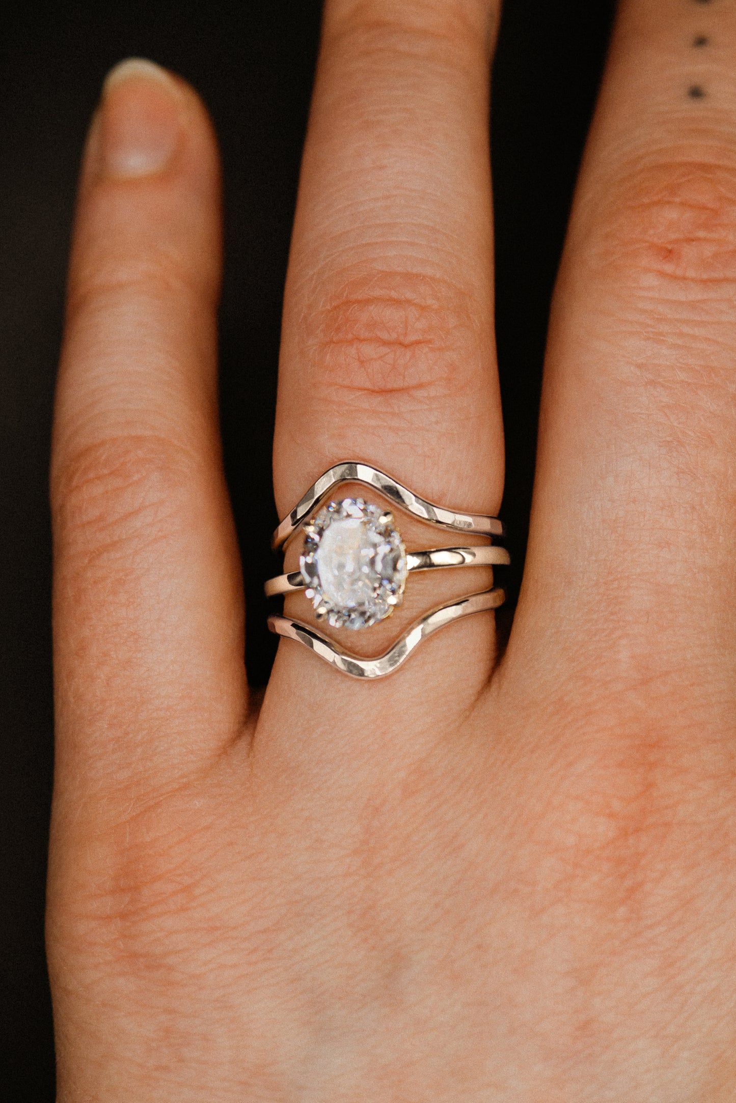 Teardrop Set of 2 Stacking Rings in Gold, Rose Gold or Silver