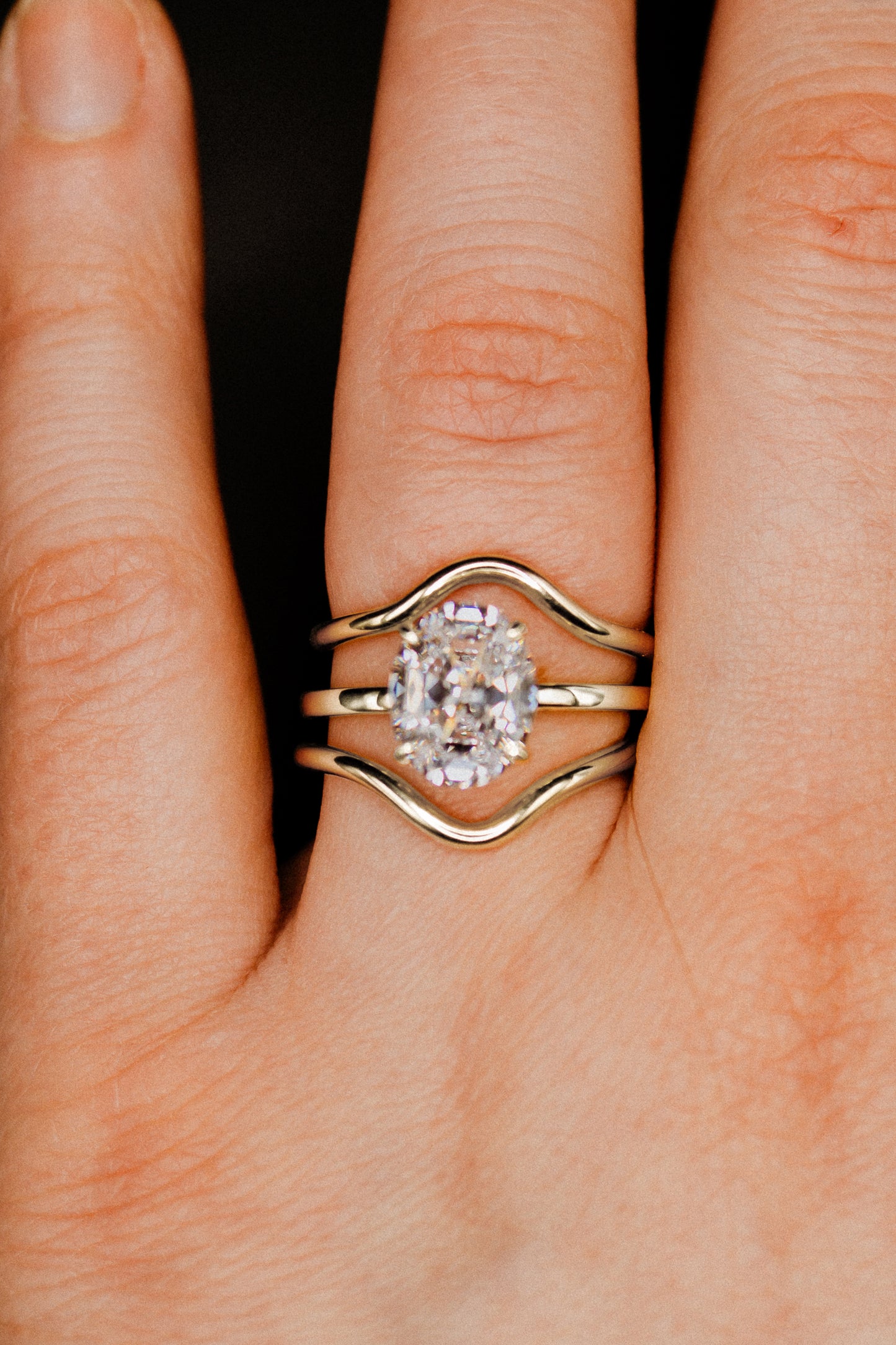 Teardrop Set of 2 Stacking Rings in Gold, Rose Gold or Silver