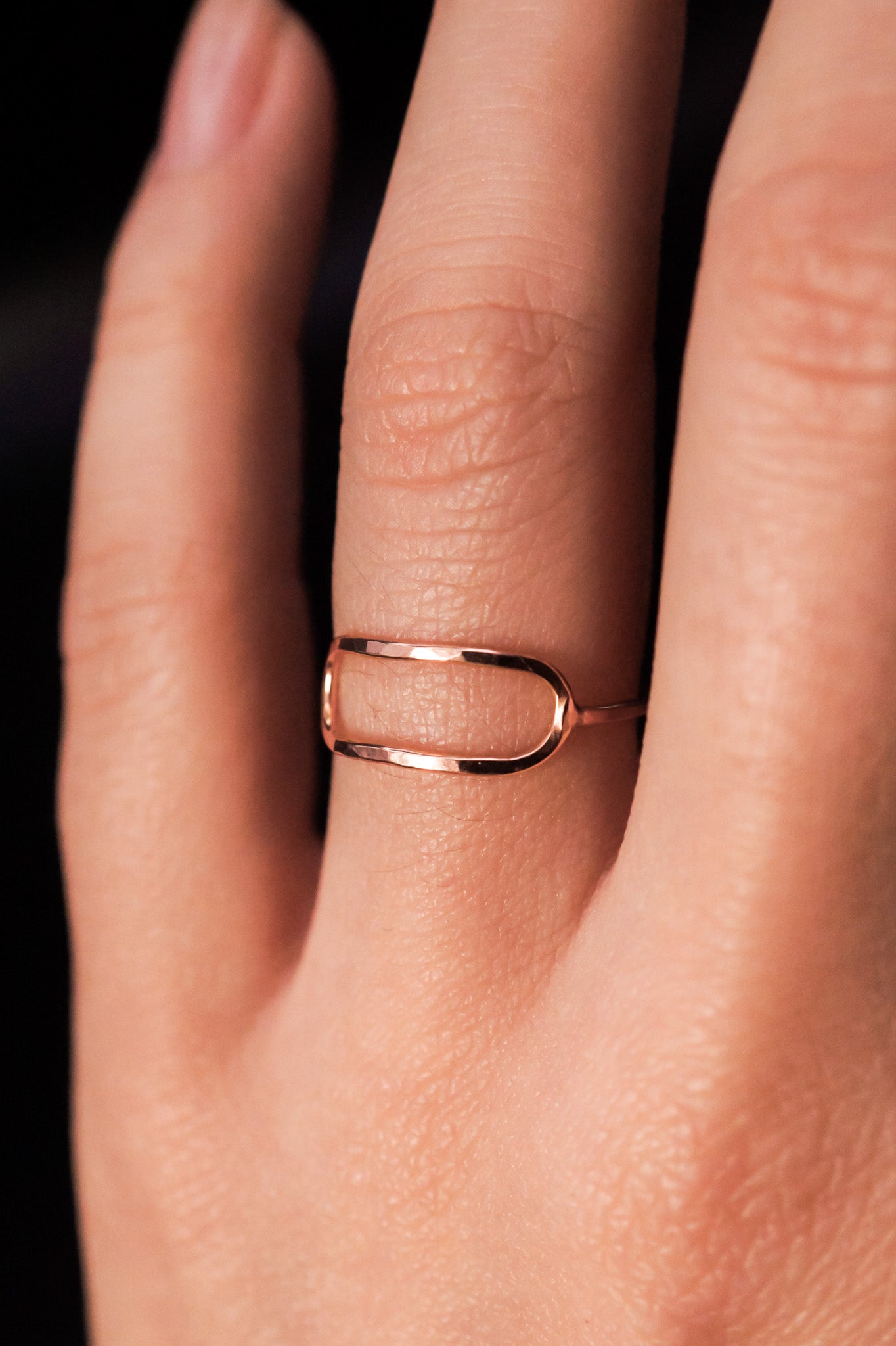 Stadium Ring, Solid 14K Rose Gold