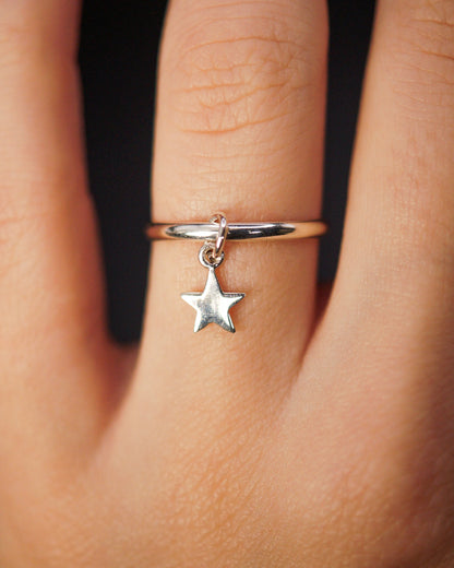 Star Charm Ring, Sterling Silver