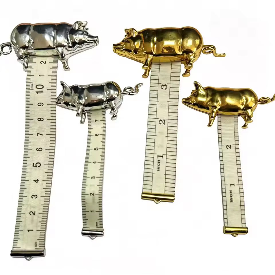 Metal Pig Tape Measure Keychain
