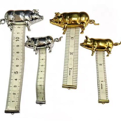 Metal Pig Tape Measure Keychain