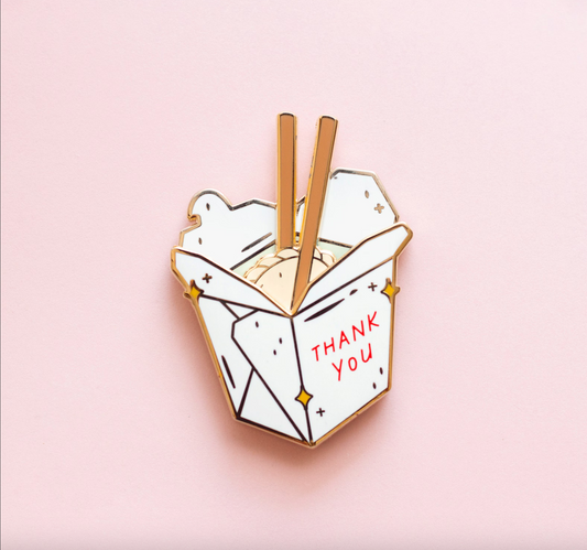 Takeout Box Interactive Enamel Pin