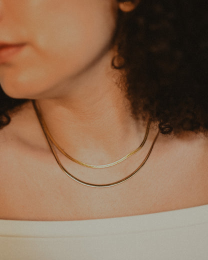 Textured Herringbone Chain Necklace, 14K Gold Fill