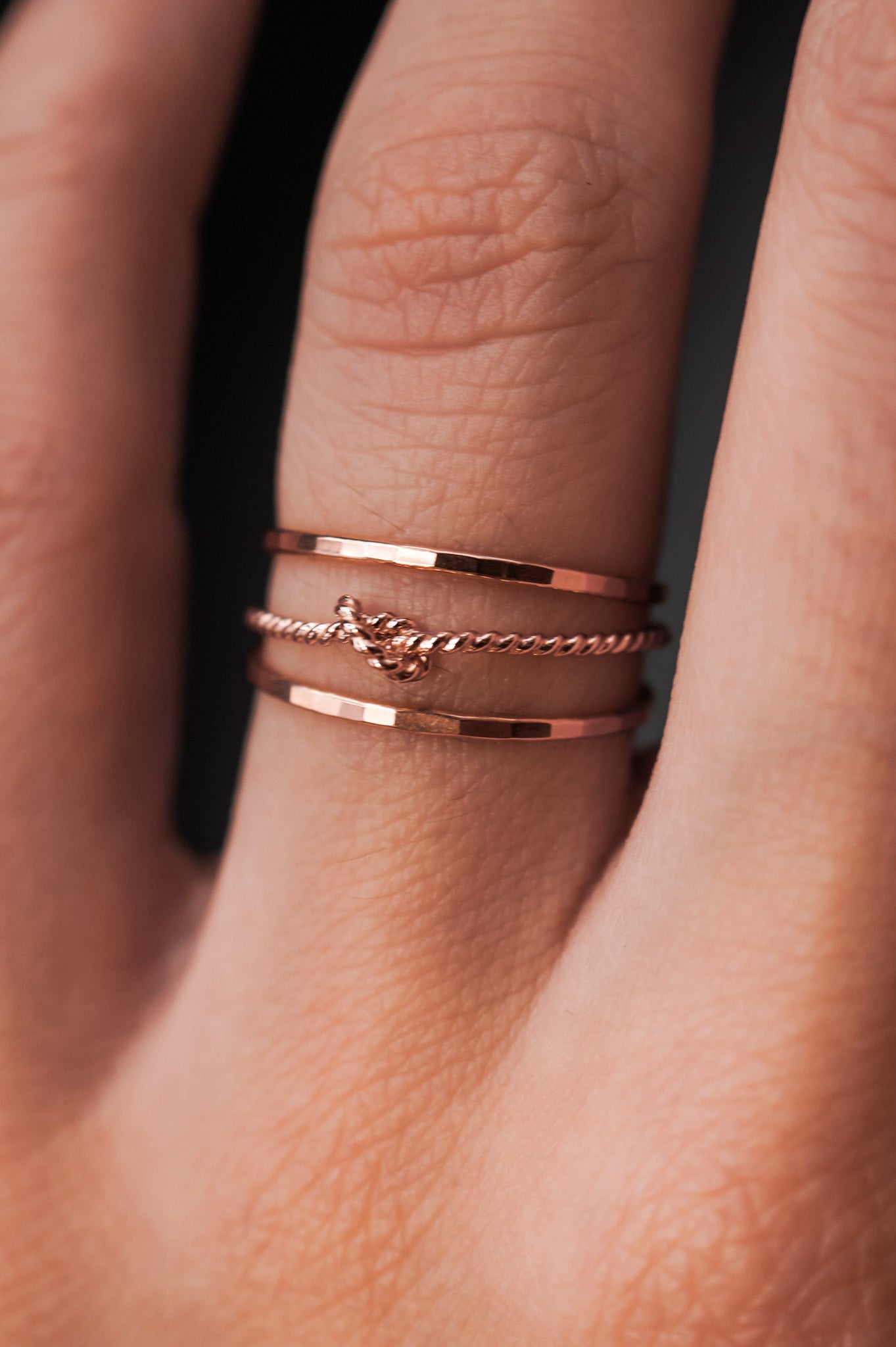 Twist Closed Knot Ring, Solid 14K Rose Gold