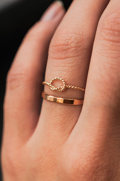 Extra Thick Twisted Open Knot Set of 2 Stacking Rings, Gold Fill, Rose Gold Fill or Sterling Silver