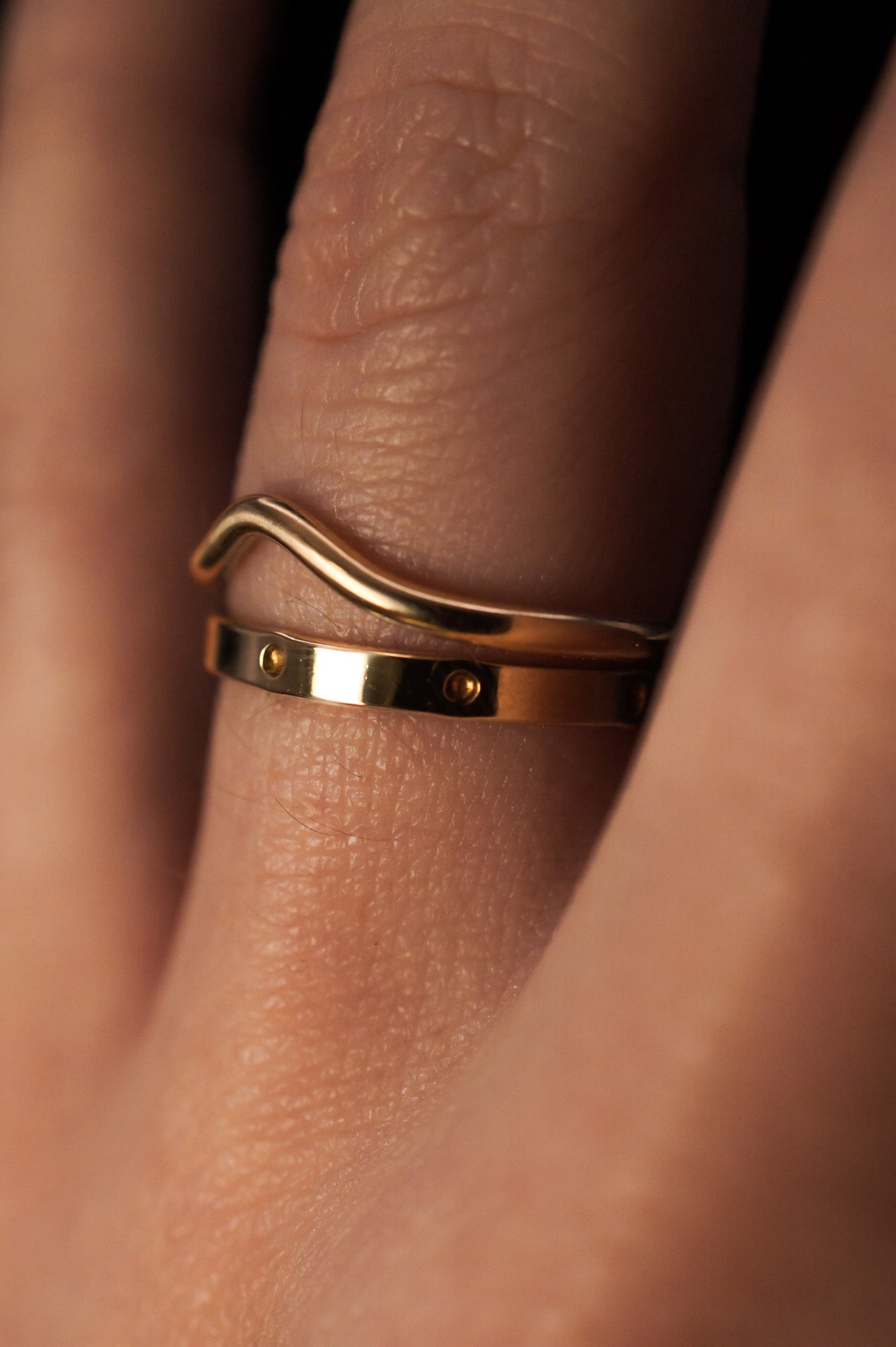 Teardrop & Dot Set of 2 Stacking Rings in Gold Fill, Rose Gold Fill or ...