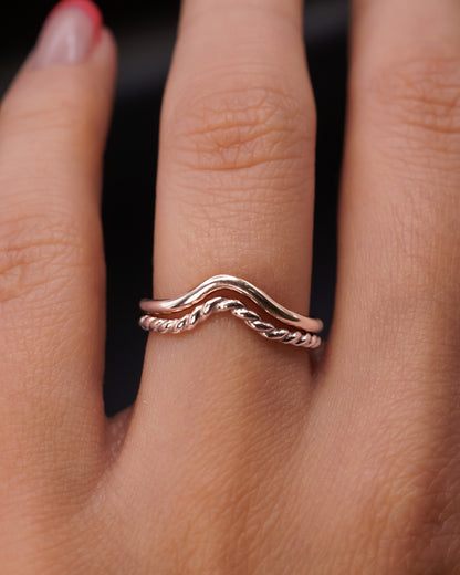 Twisted Teardrop Set of 2 Stacking Rings in Gold, Rose Gold or Silver