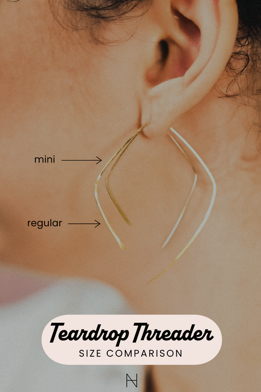 Teardrop Threader Hoop Earrings, Gold Fill, Rose Gold Fill, or Sterling Silver