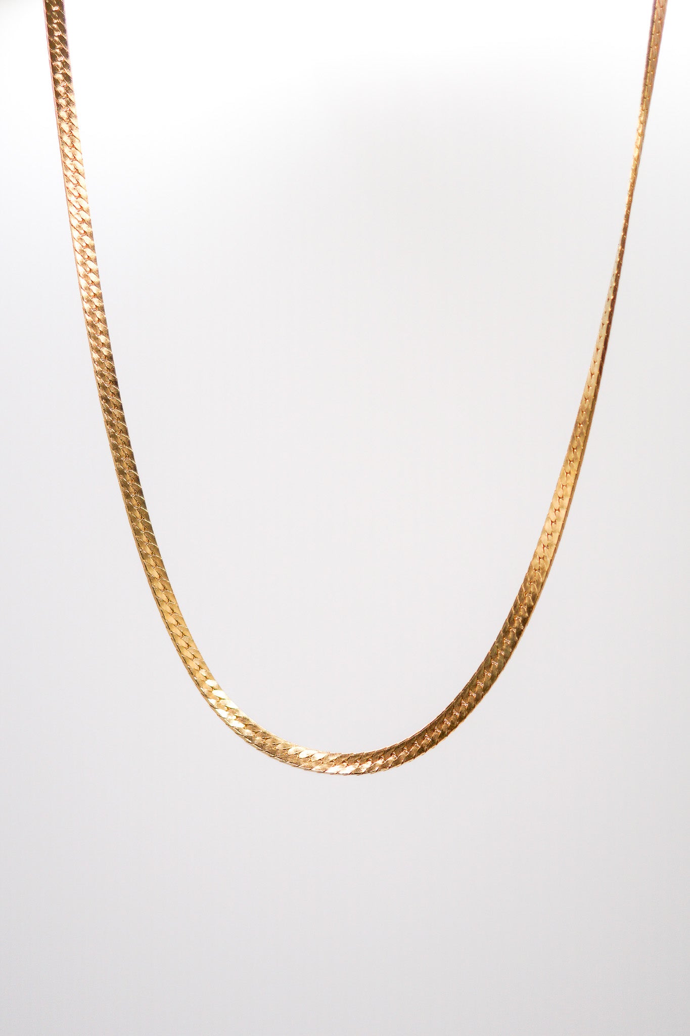 Textured Herringbone Chain Necklace, 14K Gold Fill