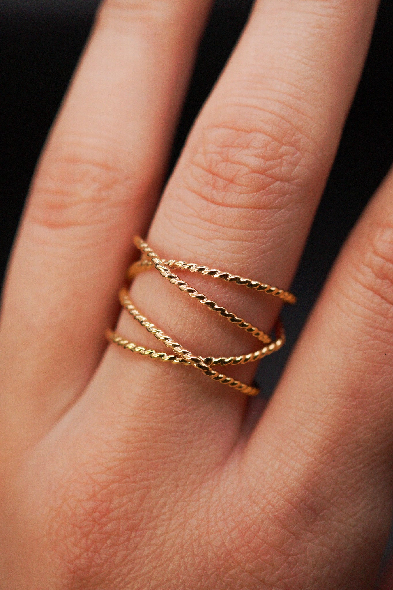 Large Twist Wraparound Ring, 14K Gold Fill