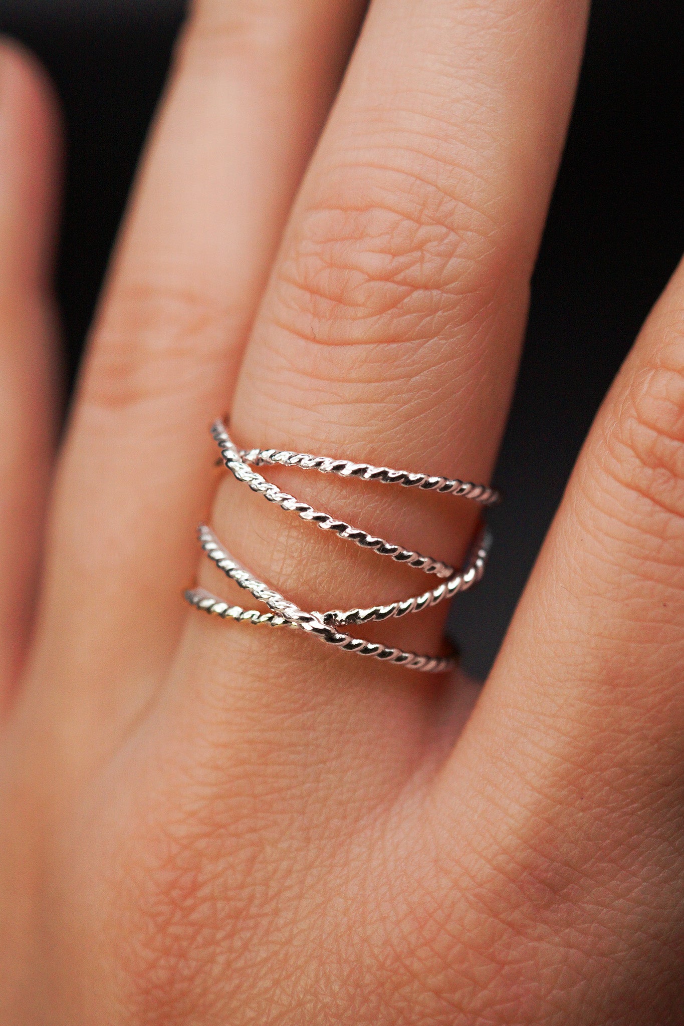 Large Twist Wraparound Ring, Sterling Silver