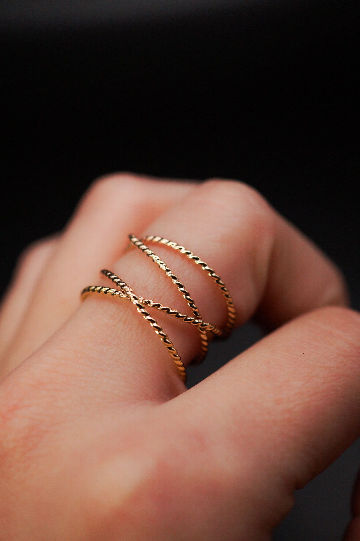 Large Twist Wraparound Ring, 14K Gold Fill