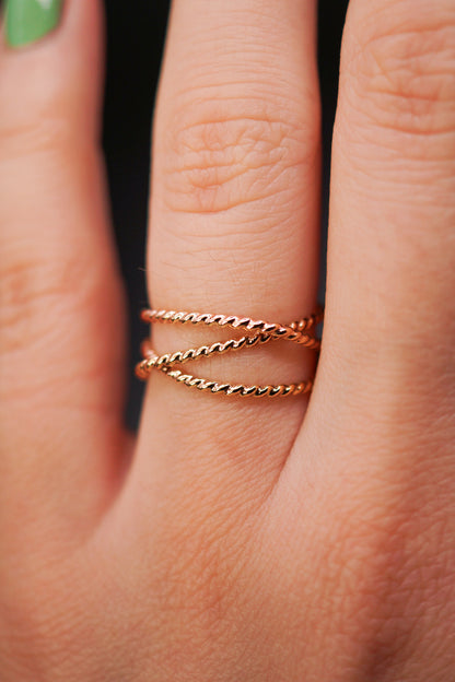 Twist Wraparound Ring, 14K Rose Gold Fill