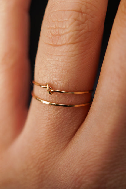 Thin Closed Knot Set of 2 Stacking Rings, Gold Fill, Rose Gold Fill or Sterling Silver